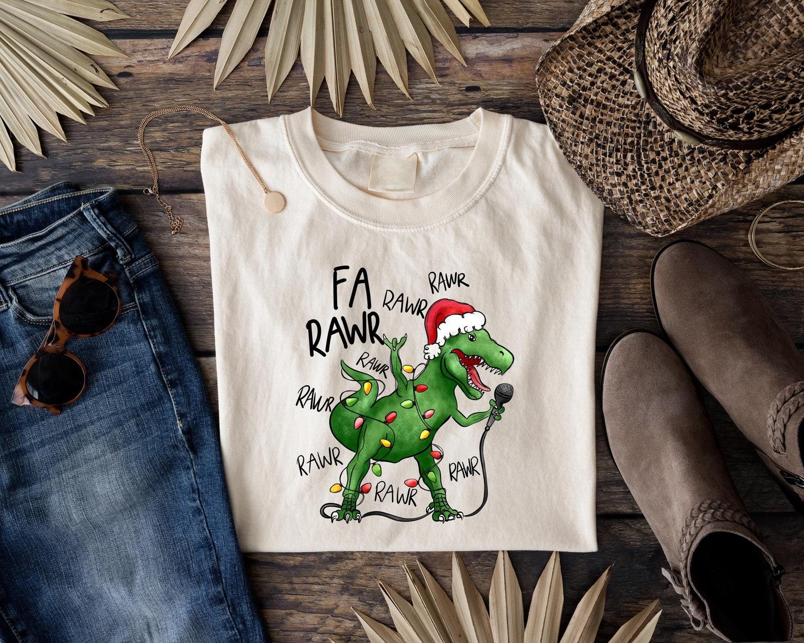 Dinosaur Christmas T-Shirt, Kids Toddler Dinosaur Matching Shirt,Women Men Dinosaur Christmas Shirt,Dinosaur Singing Sweatshirt,Dinosaur Tee S