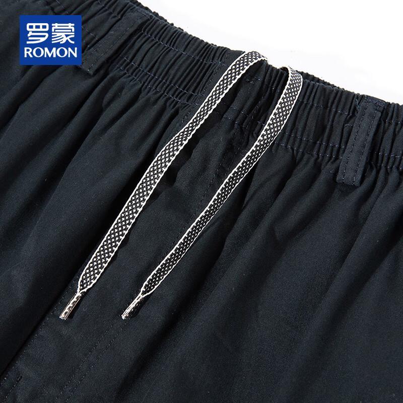 ROMON Men's Cotton 3/4 Drawstring Casual Shorts
