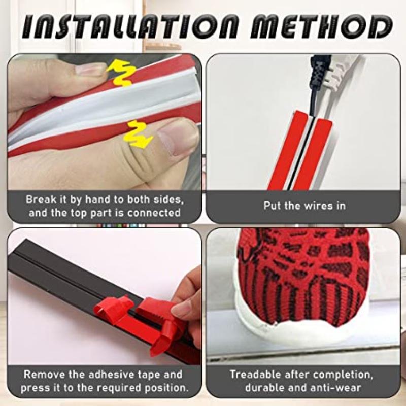 1PC Floor Cable Cover PVC Cord Protector Self-Adhesive Power Cable Protector Electric Wire Duct Slot Cable Manage For Home