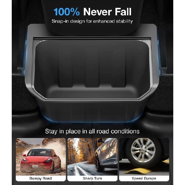 For Tesla Model Y TPE Rear Seat Storage Box Under Air Vent Organizer Backseat Trash Can Garbage Bag Car Interior Accessories
