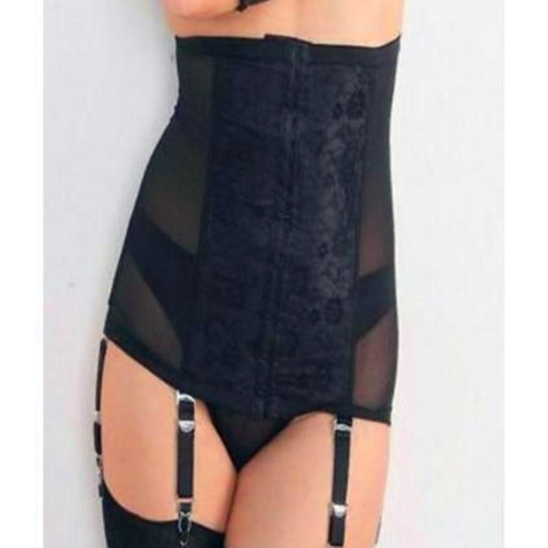 Corset retro cu 6 copci, talie înaltă, cu portjartier sexy din plasă transparentă detașabil și ajustabil