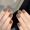 BEPAN 30PCS Fake Nails Autumn Leopard Print Cat Eye Short Style for Fair Skin Press-On Nail Tips Perfect for Gift To Girls and Friends
