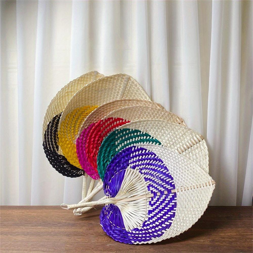 Handmade Straw Woven Fans Craft Summer Cooling Fan Bamboo Palm Leaf Hand-woven Hand Fan Home Wedding Decoration