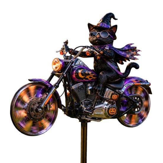 Spooky Lawn Decor for Home Halloween Motorcycle Metal Garden Stake Decor, Iron Yard Art Balcony Stakes, Waterproof Ornament Patio Decoration