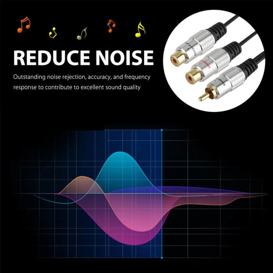 2 RCA Female to 1 Male Phono Splitter Y Adapter Cable/Lead-T Subwoofer Audio Sub