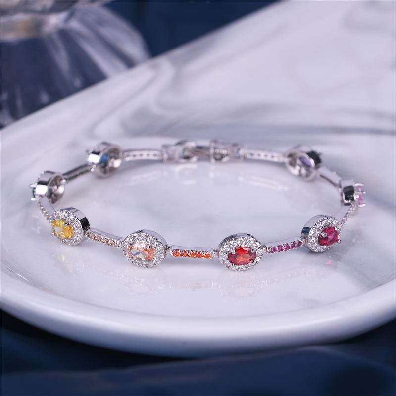 European and American New Fashion Trend Accessories Women's Creative Bracelet Simple Zircon Rainbow Bracelet 2026