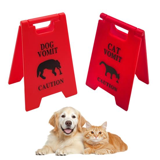 Vorsicht Katzen Erbrochenes Schild Tischaufsteller Warnschild Vorsicht Hund Erbrechen Mini Schild Haustier Vorsicht Schild Streichgeschenk für Tierliebhaber