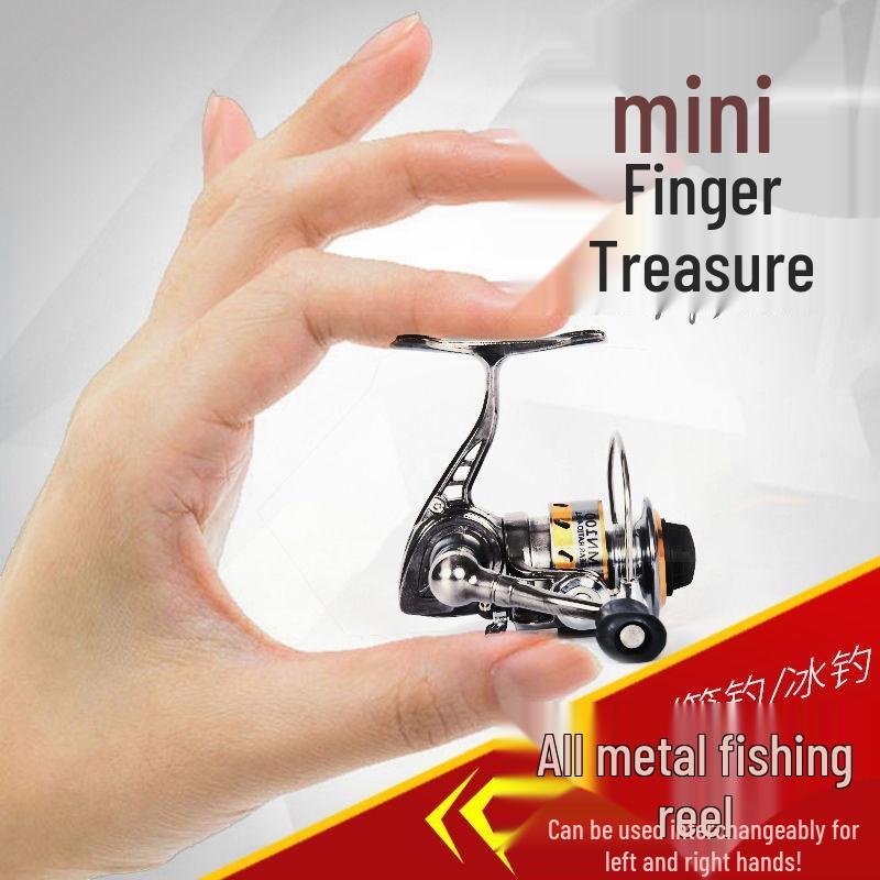 Mini Stainless Steel Fishing Reel – All-Metal Design for Raft, Ice, and Surf Fishing.