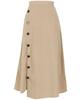 Kobe Lettuce Side Button Slit Skirt Free Size Beige [M3432]