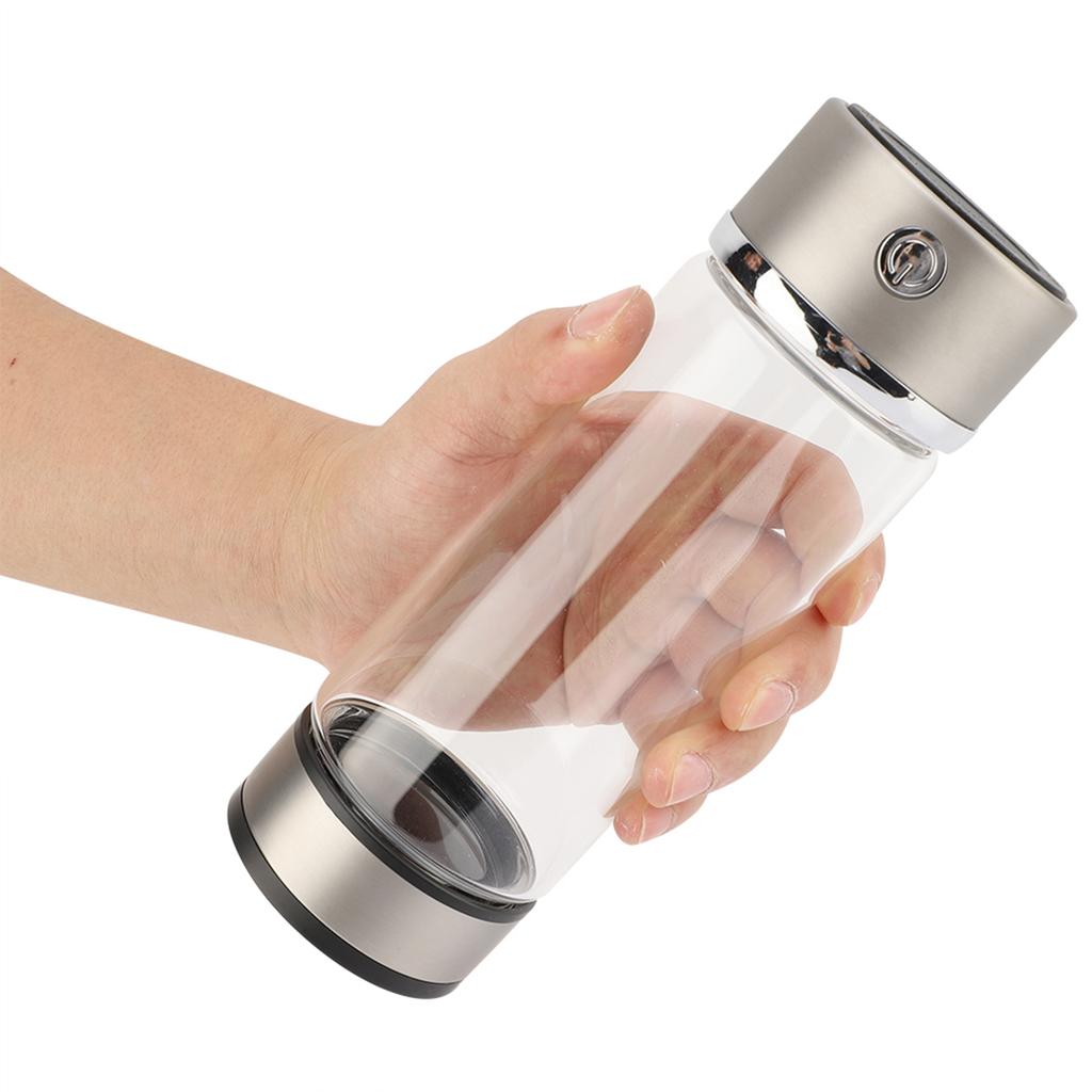 Hydrogen Water Filter Glass Bottle, Portable Lonizer Cup with USB Charging, High Borosilicate Glass with Silicone Pad, Purification Membrane for Offic