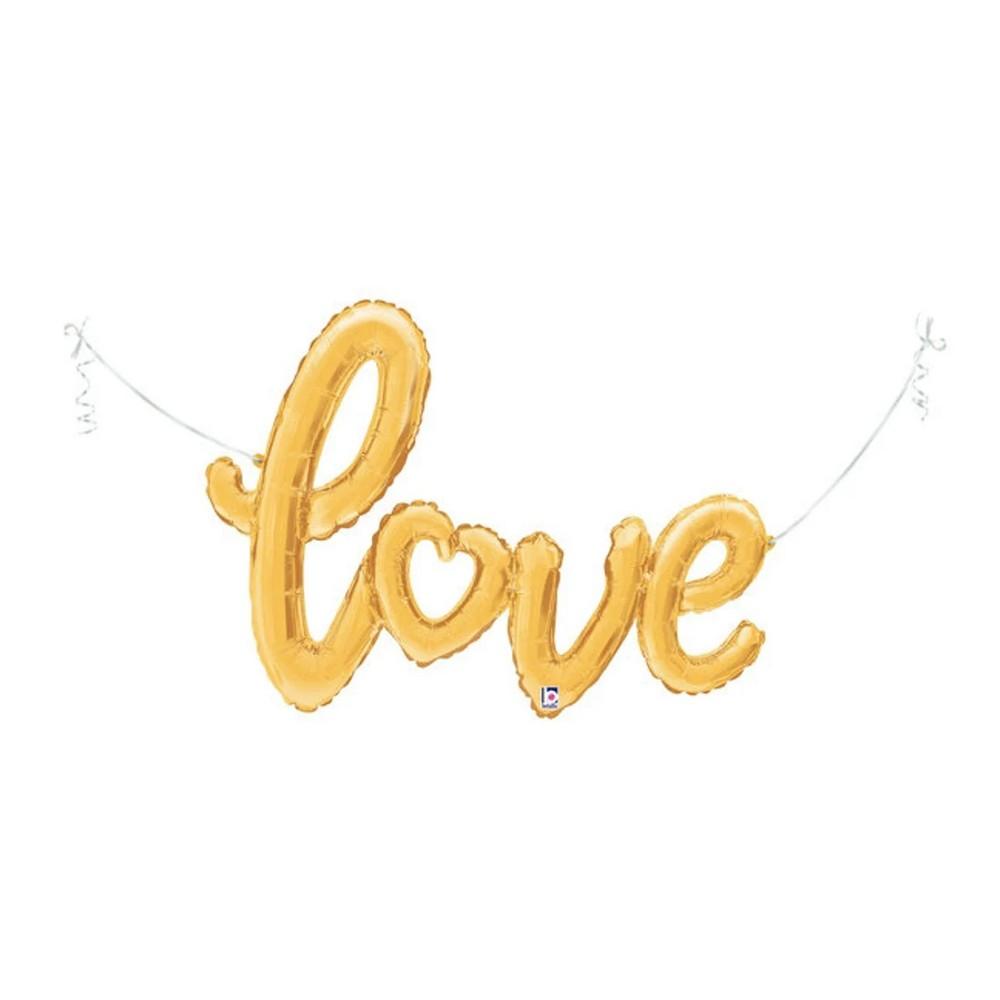 Betallic Globo de aluminio con texto Love Script One Size oro