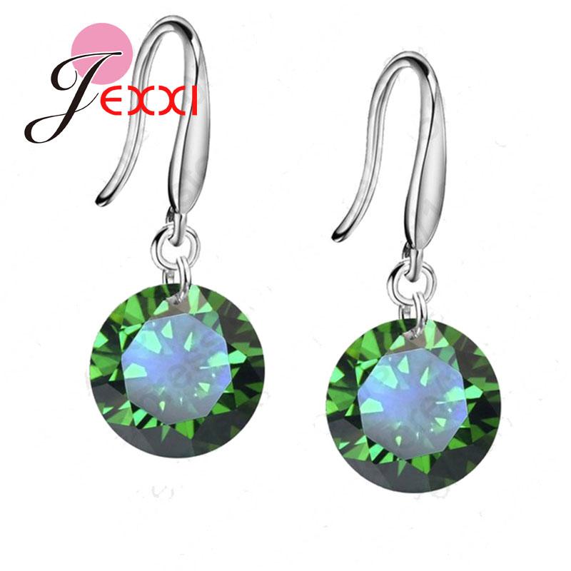 lose Money Classic Genuine 925 Sterling Silver Drop Earrings with 8 Colors Crystals CZ Women Wedding Party Gifts Brincos