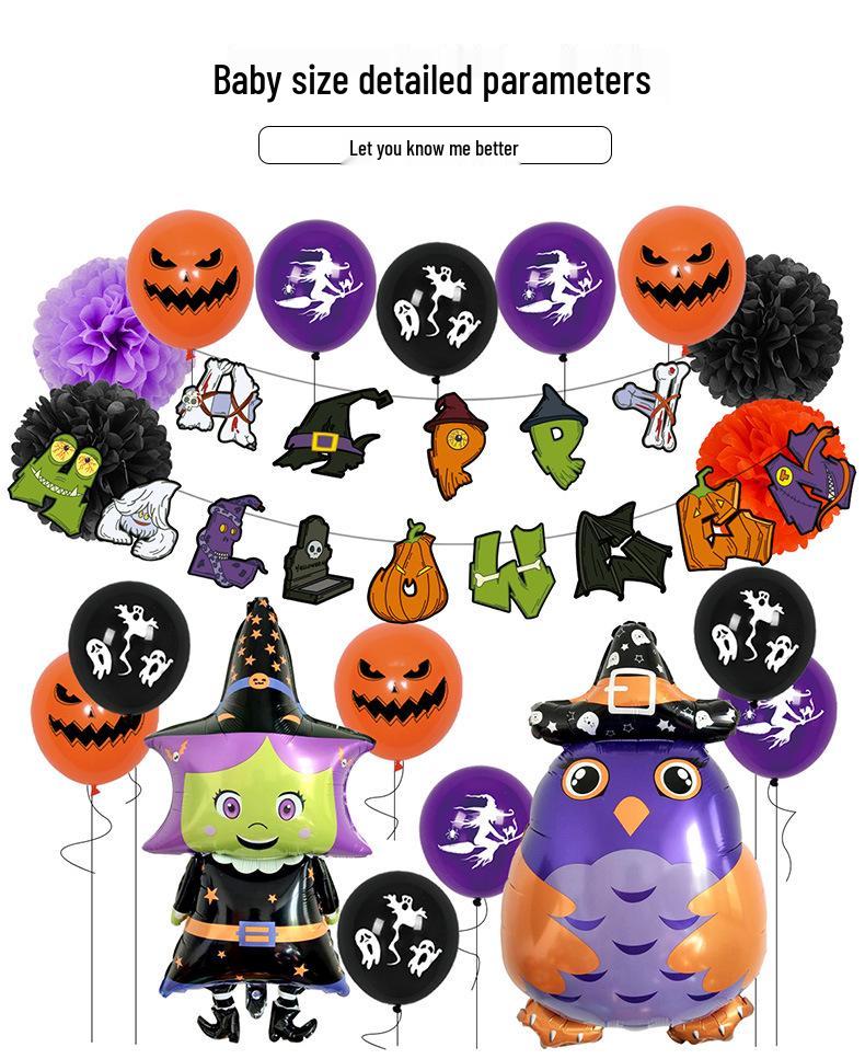 Halloween Ghost Balloon Set with Letter Banner Decoration