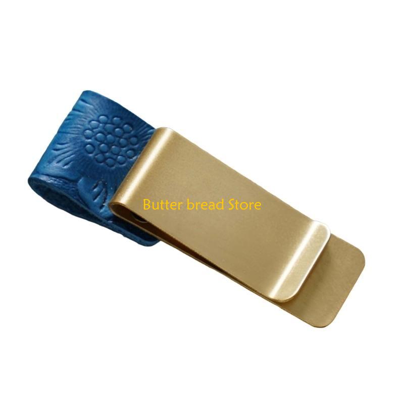 W89C Leather Pen Holder with Clip Notebook Pen Holder Leather Pen Sleeve for Journal