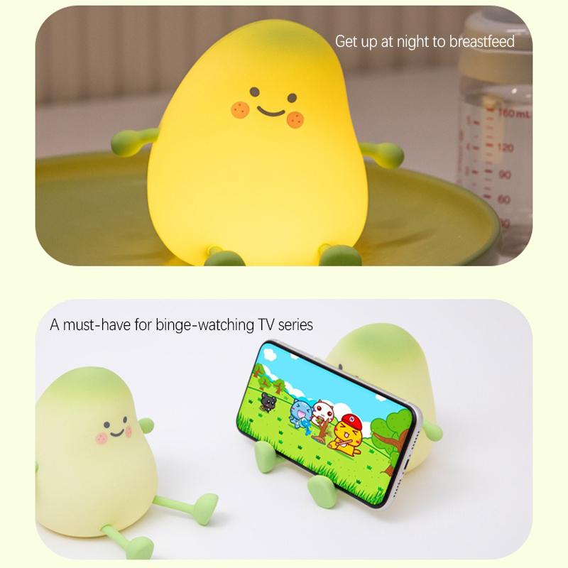 USB Rechargeable Night Light Mango Silicone Night Lights Touch Sensor Bedroom Bedside Cat Lamp With Remote For Kids Baby Gift