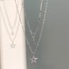 Salircon Fashion Creative Metal Star Chain Necklace Punk Statement Star Pendant Double Clavicle Necklace Women Aesthetic Jewelry