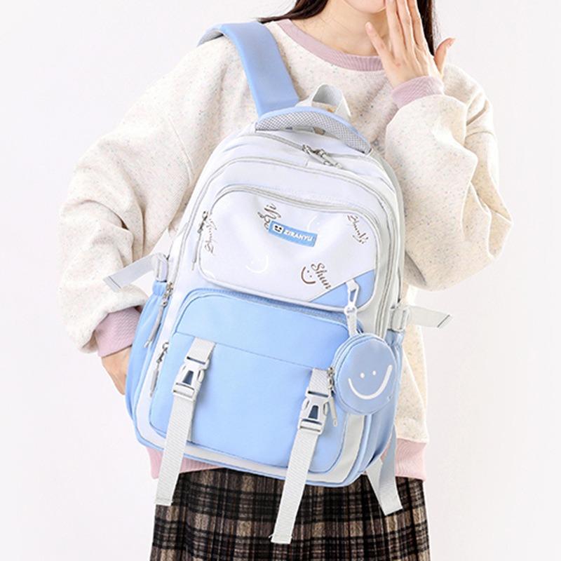 Zaini Scolastici per Ragazze delle Scuole Medie Superiori Semplice Grande Capacità Zaino da Viaggio Nero Bianco Leggero Zaino per Studenti Universitari