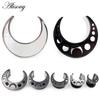 Alisouy 2 Stück Edelstahl Shell Moon Round Saddle Ohr Tunnel Plugs Expander Keilrahmen Messgeräte Ohrringe Piercing Körperschmuck
