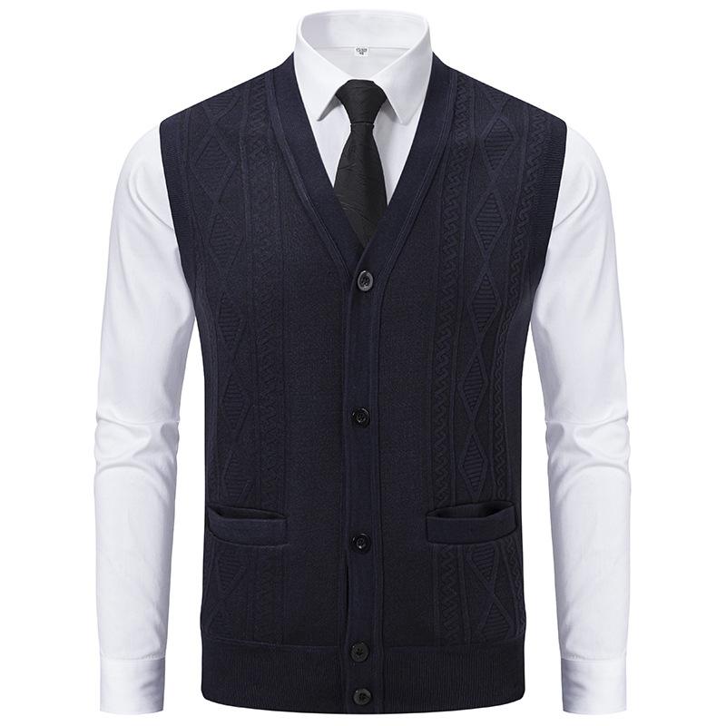 Autumn Winter Men's Vest Casual Sweater Vests Button Up Cardigan Men's V-neck Knitted Cardigans
