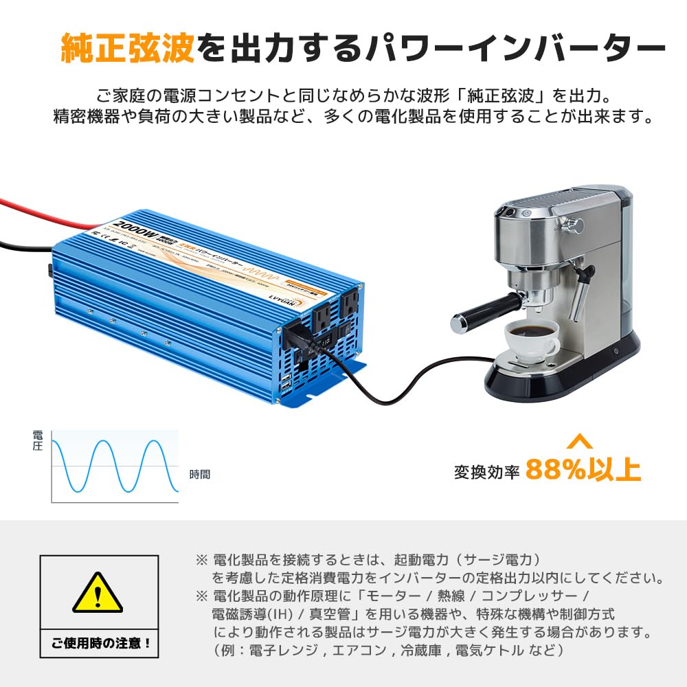 LVYUAN Sine Wave DC12V To AC100V 50Hz To 60Hz Ideal for Car Solar Power and Emergency Power Outage Free Replacement and Lifetime Repair Includes