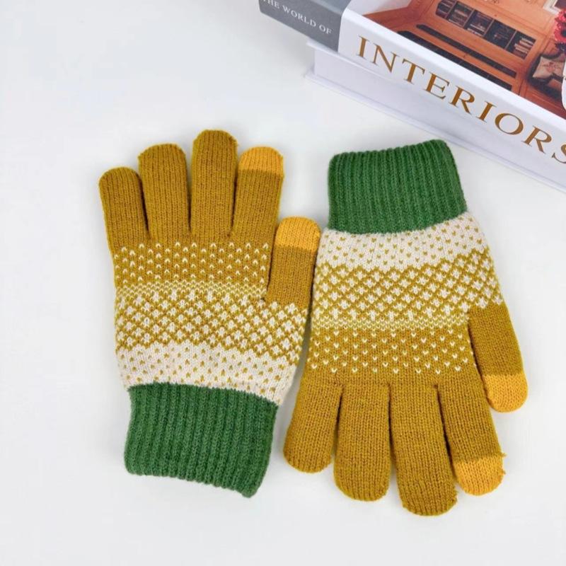 Warm Knitted Gloves for Men Winter Double Layer Thickened and Velvet for Cold Protection