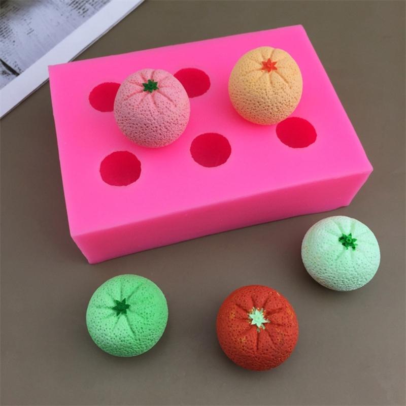 3D Tangerine Silicone Molds For Baking Mousses Cake Chocolate Dessert Puddings Jelly Ice Creams Easy Demold 6 Cavity