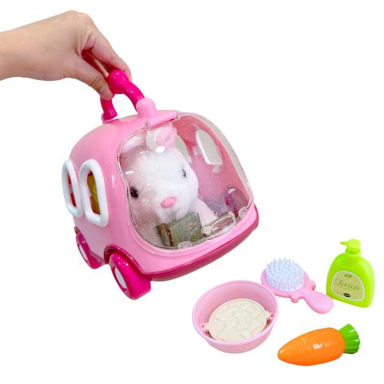 Elektronická plyšová hračka kočka přenosná klec simulace elektrická chodící skákající kotě hračka pro dětský dům na hraní a vzdělávání narozeninový dárek