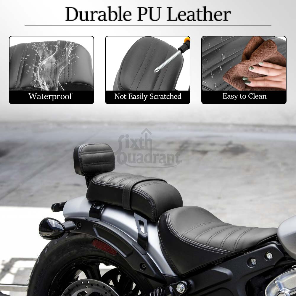 For Scout Bobber Twenty 2020-2024 Motorcycle Part Brown/Black Passenger Seat Backrest Leather Passenger Seat with Backrest Pad