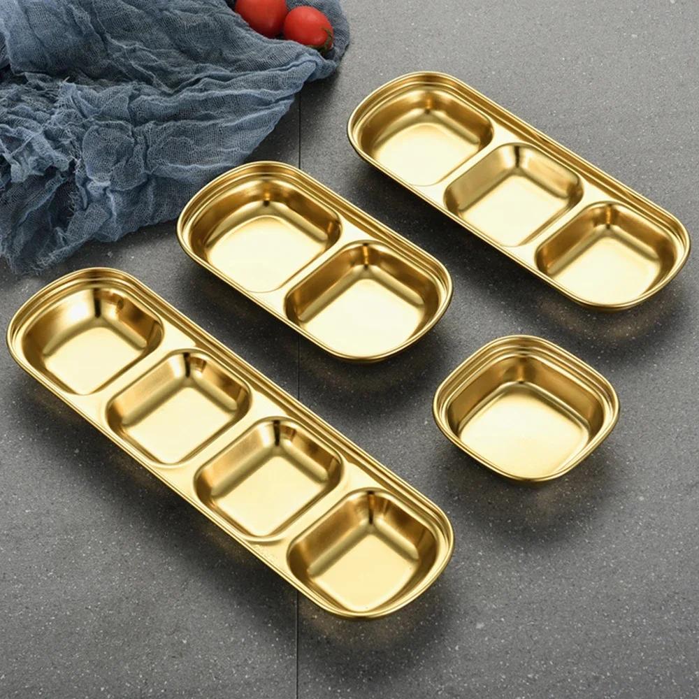 304 Stainless Steel Pepper Roast Meat Sauce Dishes Wasabi Bowl Separate Sushi Vinegar Soy Plates Tableware Food Seasoning Tray