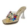 Liyke Summer Transparent High Heels Modern Slippers Women Fashion Colour Diamond Open Toe Party Stripper Shoes Platform Sandals