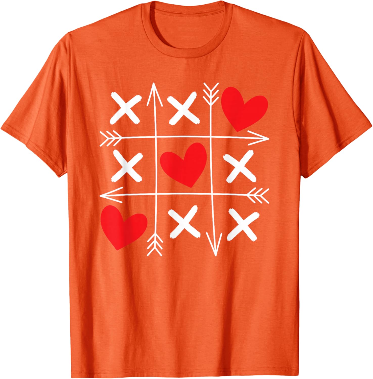 

Tic Tac Toe Heart Arrows Valentine Day Graphic Tee Soft Cotton Casual T-Shirt for Men and Women 4XL