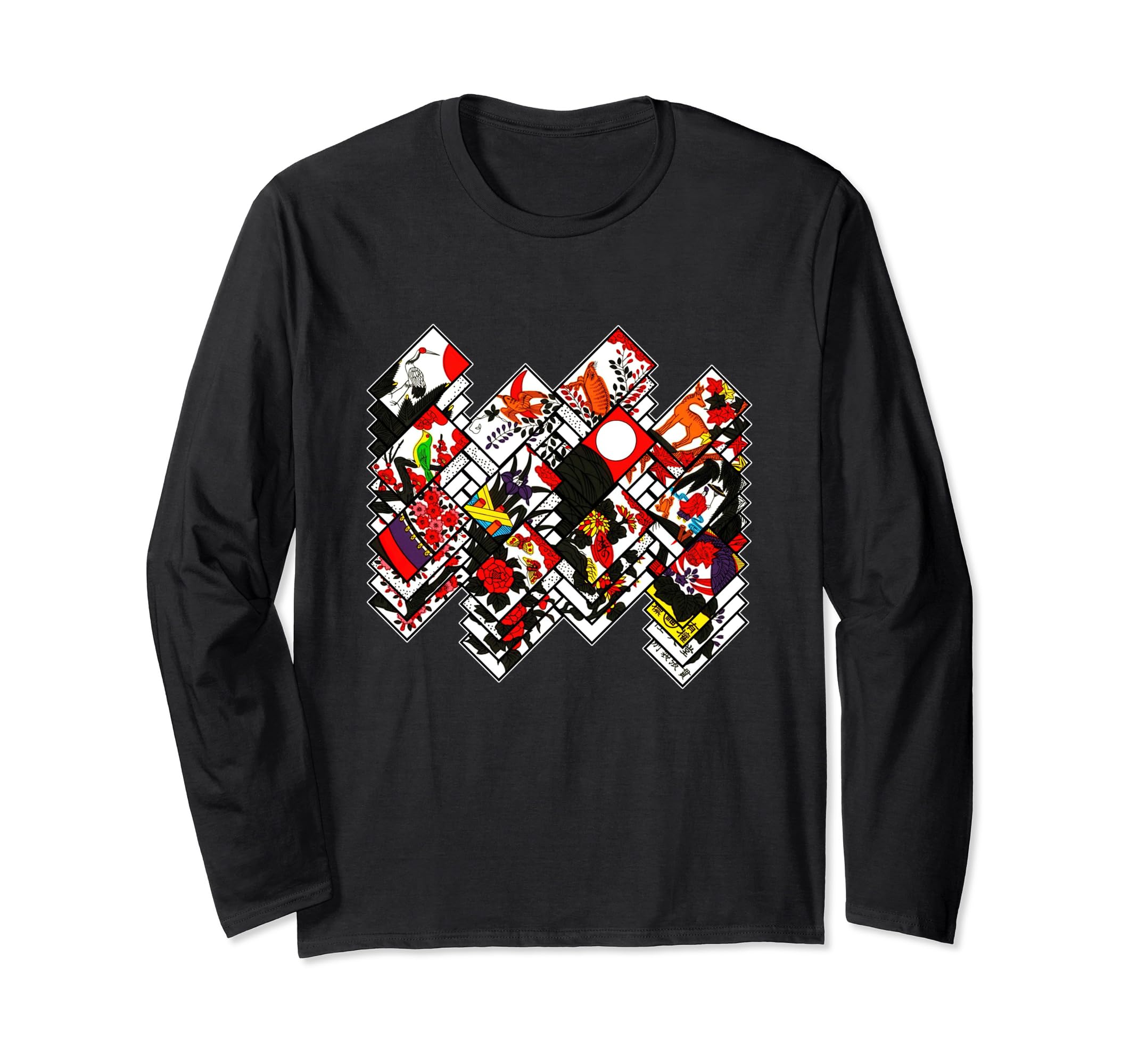 

Traditional Japanese Craft Hanafuda Cards and Long Sleeve Men s Women s T-Shirt чорний