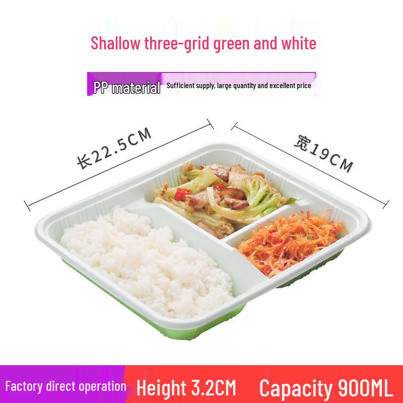 Four-Grid Disposable Plastic Bento Lunch Box with Lid, Multi-Compartment Food Packaging Container.
