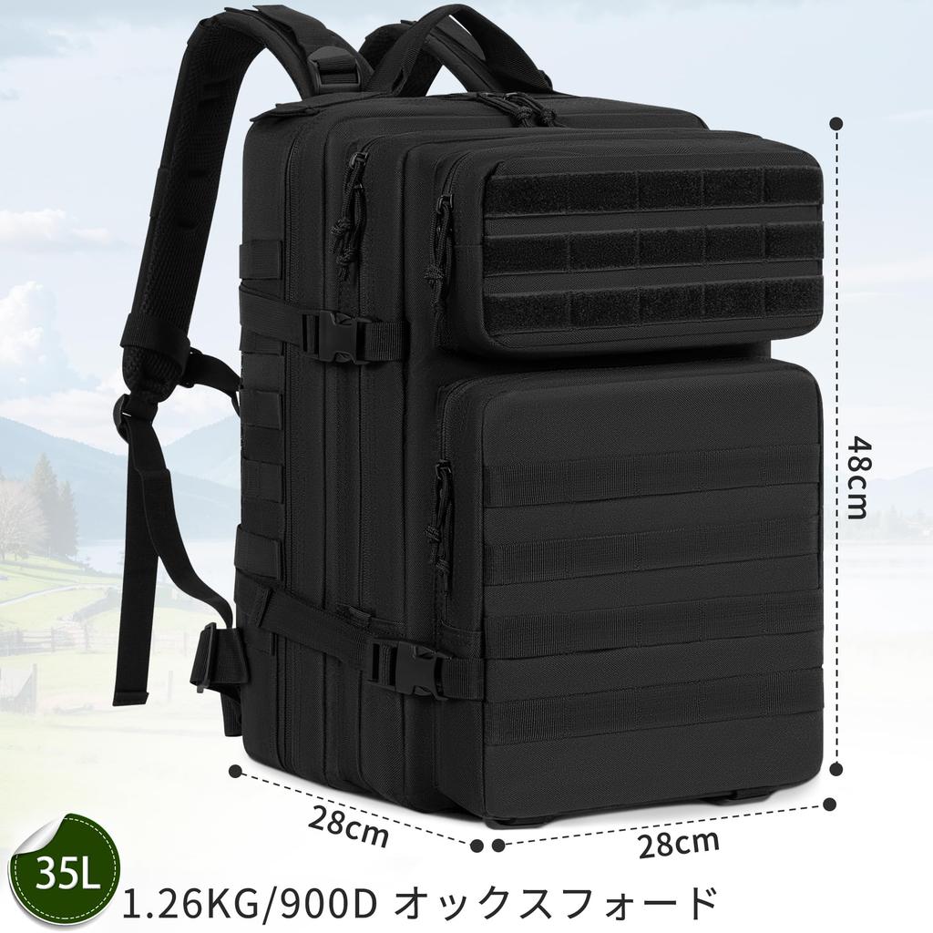 Negrew 35L Military Large Hiking Tactical Army Assault Black Backpack, Capacity, Backpack, Backpack, Pack, Camping, Trekking, Travel,