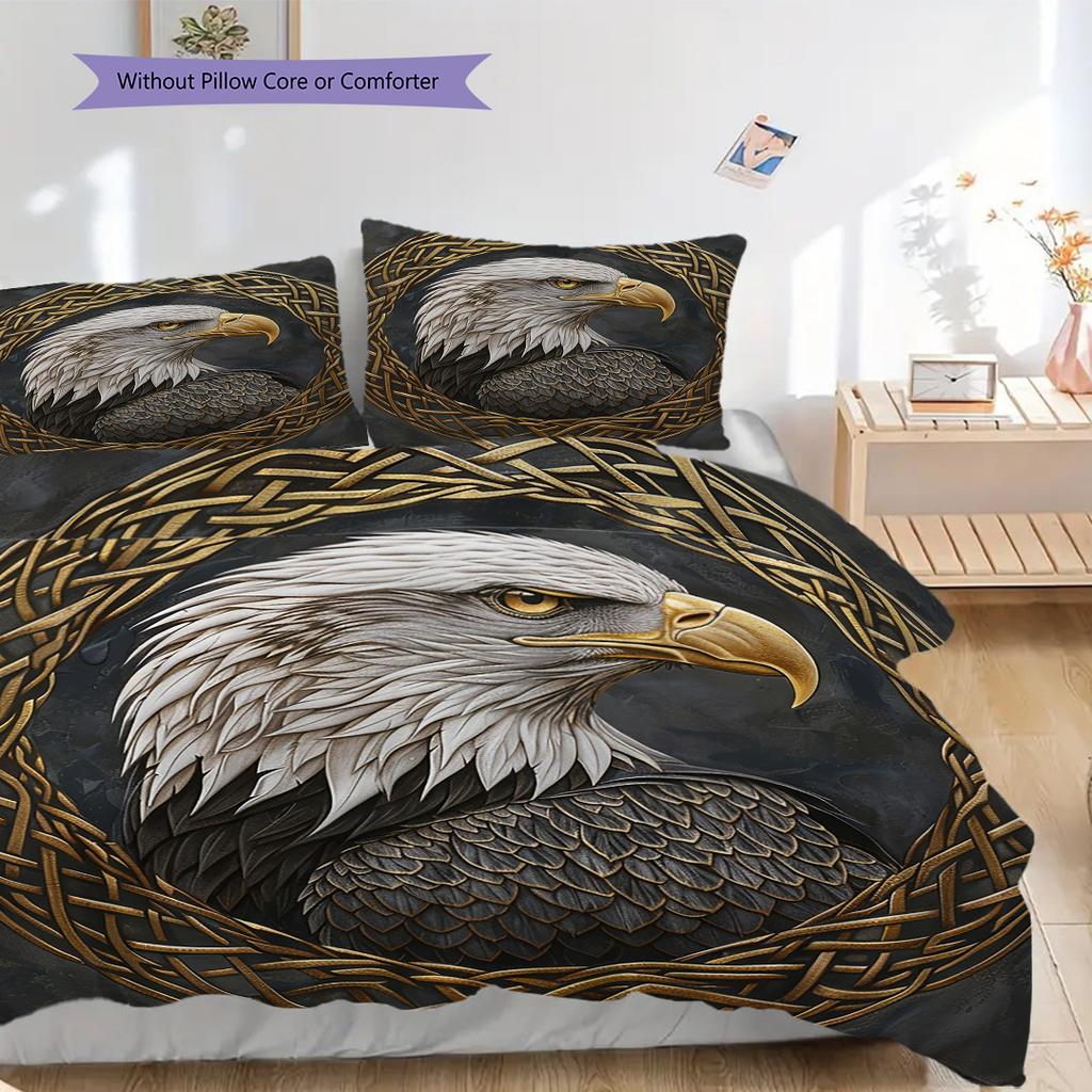 Eagle Pattern Bedding Quilt Set Quilt Cover Pillowcase Home Decoration Birthday Gift (1 * duvet cover + 2 * pillowcase, without core)
