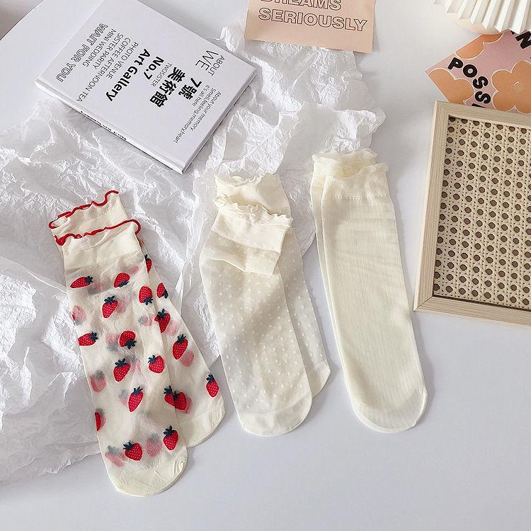Breathable Mesh Ventilated Mid-Calf Socks – Ins Trendy Lace Trim for Women, Summer Thin Layered Casual Hosiery