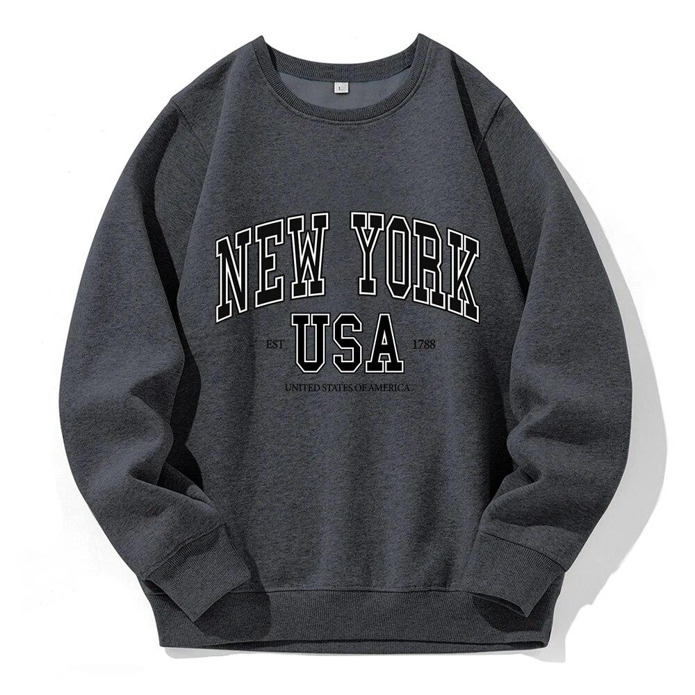 New York Usa Est 1788 Street City Letter Hoodies Unisex Fashion Novelty Hoodie Classic Trend Pullovers Loose Oversized Sweatshirt