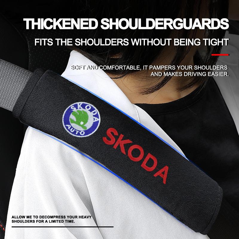 New Car Safety Belt Shoulder Cover Seat Belt Pads Accessories for Skoda Octavia Rapid Kodiaq Karoq Fabia Kamiq Superb Derivative Vision A5 A7