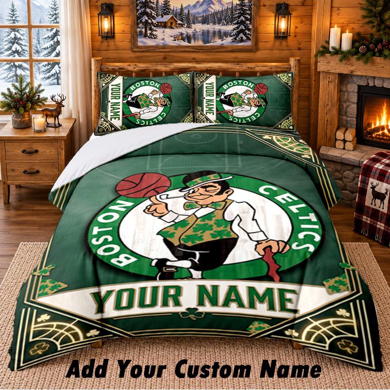 Celtic FC Pattern Bedding 3Pcs Set Custom Name, Bed Sheet And Pillowcases For Home Bedroom