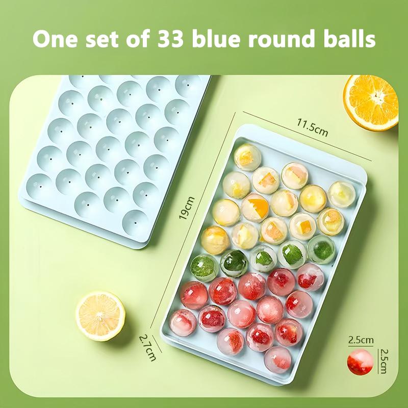33 Cells Circle Hockey PP Mold Frozen Whiskey Ball Popsicle Ice Cube Tray Box Lollipop Making Gifts Kitchen Tools Accessories