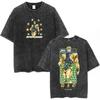 Anime Washed Vintage T Shirts Jojo Bizarre Adventure Tshirt Manga Giorno Giovanna Streetwear Men Women Casual Oversized T Shirt