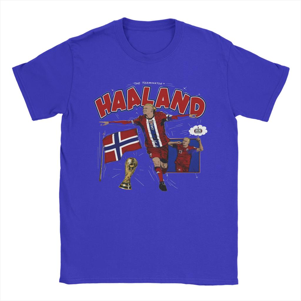 Unisex Unisexs Haaland The Terminator Norway Vintage Soccer T Shirt 100 Cotton Clothing Novelty Round Neck Tee Shirt