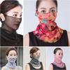 Breathable Fabric Chiffon Silk Bib Floral Print Breathable Face Scarf Outdoor Sports