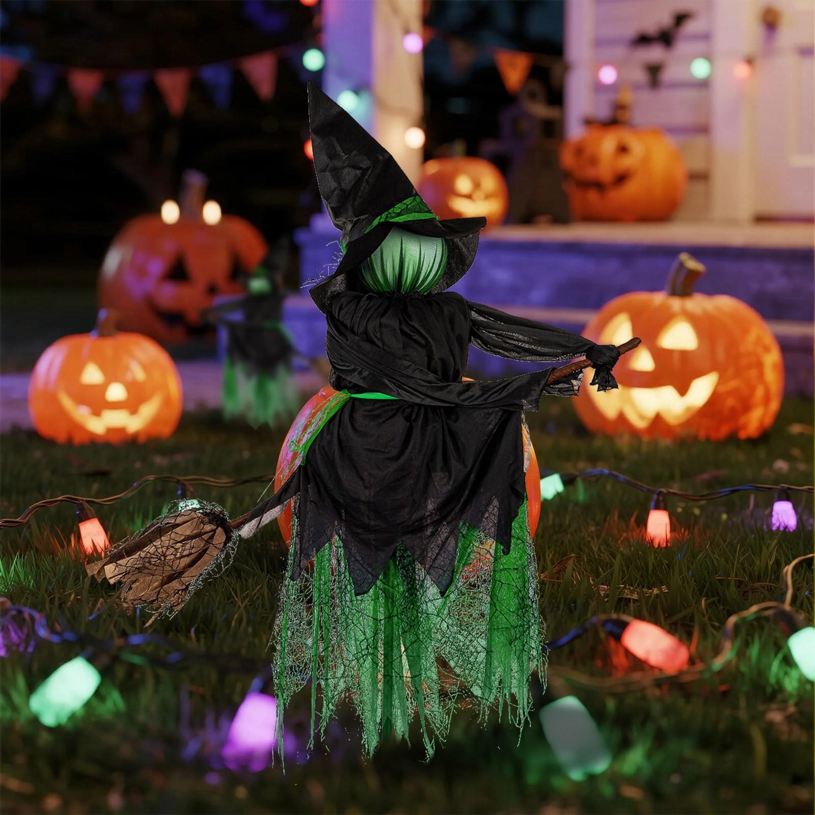 

Halloween Witch Yard Decor – Light Up Witch Stakes For Outdoor Halloween Decorations With H Shaped Stakes For Garden – & Fun Witch Decor One Size