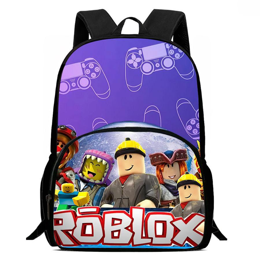 Dětský batoh s kresleným vzorem Roblox a přední kapsou, nastavitelným ramenním popruhem, unisex, vhodný pro chlapce a dívky ve věku 5-9 let