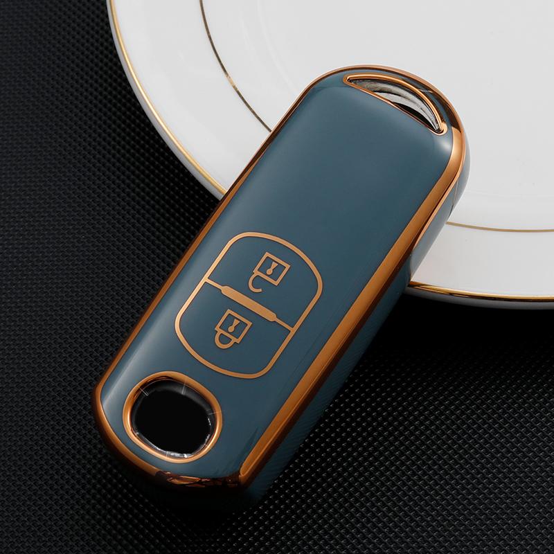 

Чехол для автомобильного ключа из ТПУ с 2/3/4 кнопками для MAZDA 2 3 5 6 CX-3 CX-5 CX-7 CX-9 Atenz Speed ​​Miata MX5 Axela CX4, защитный держатель для брелока 2 button key cover серый