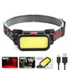 Bærbar kraftig LED-hodelykt COB USB oppladbar hodelykt Innebygd batteri Vanntett hodelykt Camping Fiske hodelykt
