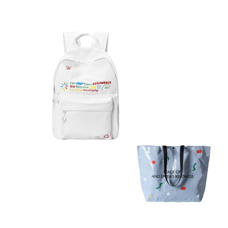 FINITE LOOP Recycled Polyester Backpack Unisex White K1021-X