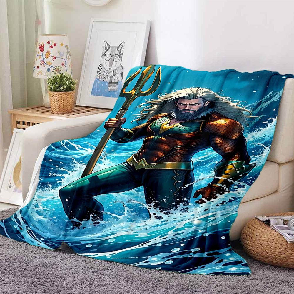 1pc Trident, Aquaman Flannel Throw Blanket Soft, Warm & Cozy for Couch, Bed, Office, and Travel Versatile All Season Gift, Christmas present