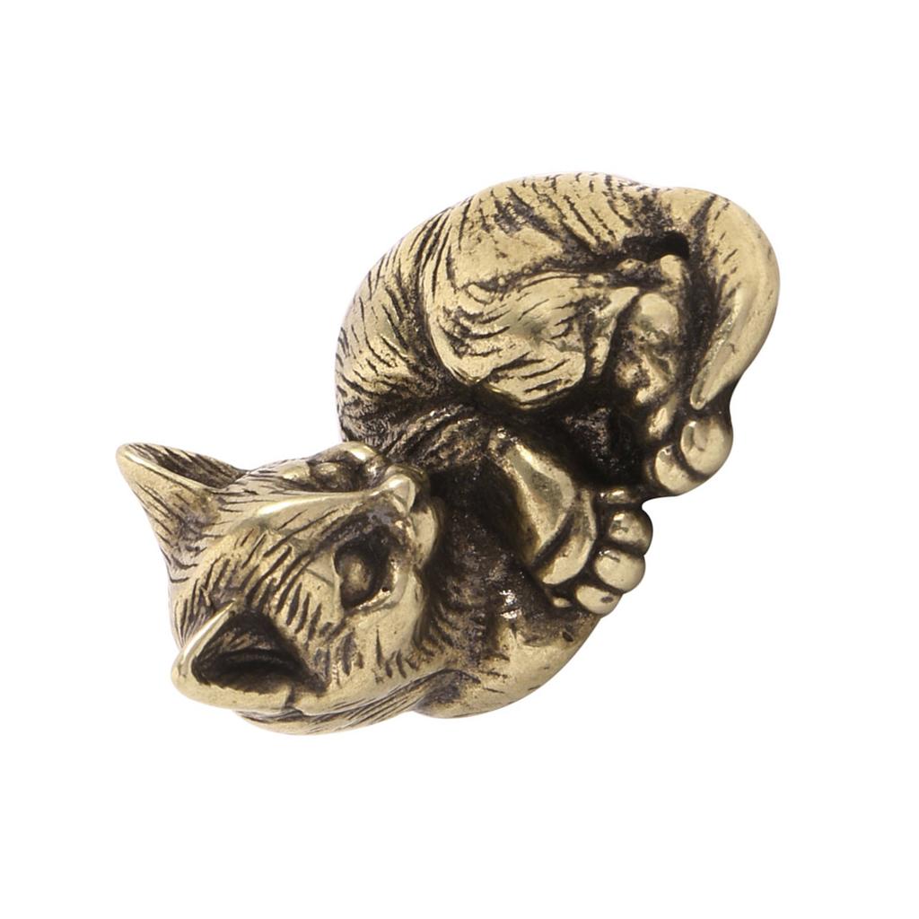 Realistische Kupfer Katzen Figur Metall Statue Tierskulptur Desktop Schmuck für Sammler und Dekorationsbegeisterte